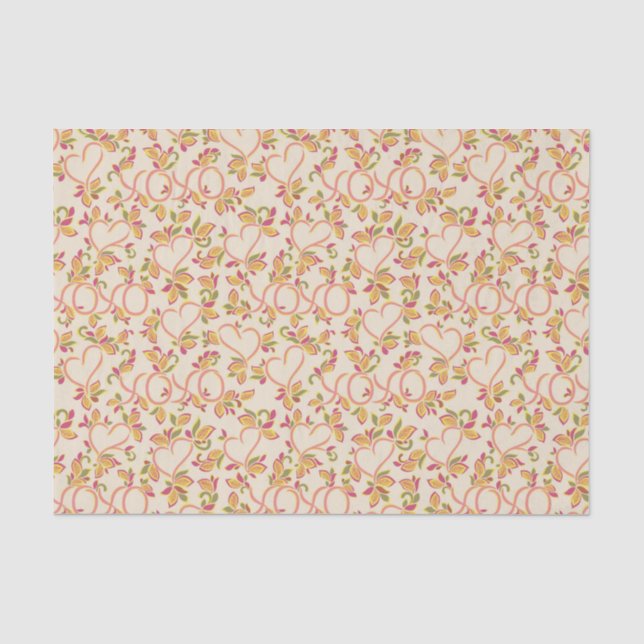 Hearts and Flowers Valentine's Decoupage Tissue Paper (Front)