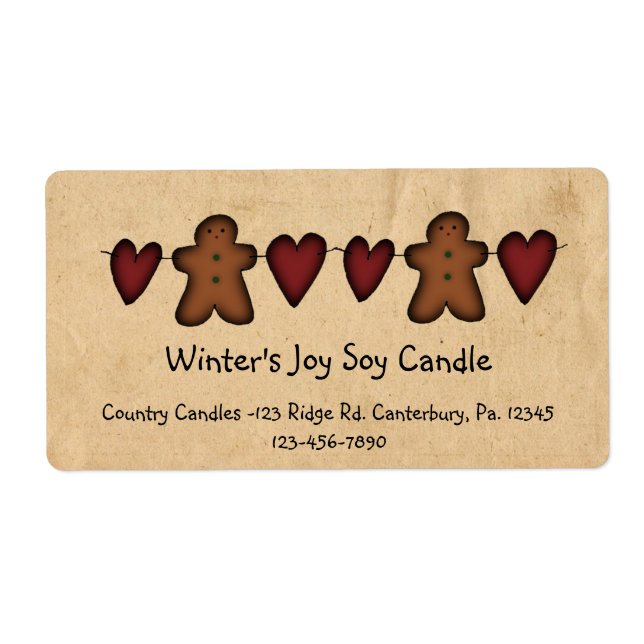 Hearts And Gingerbread Label (Front)