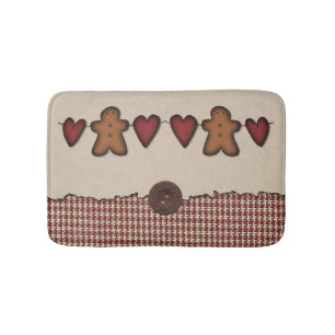 Hearts and Gingerbread Man Bath Mat