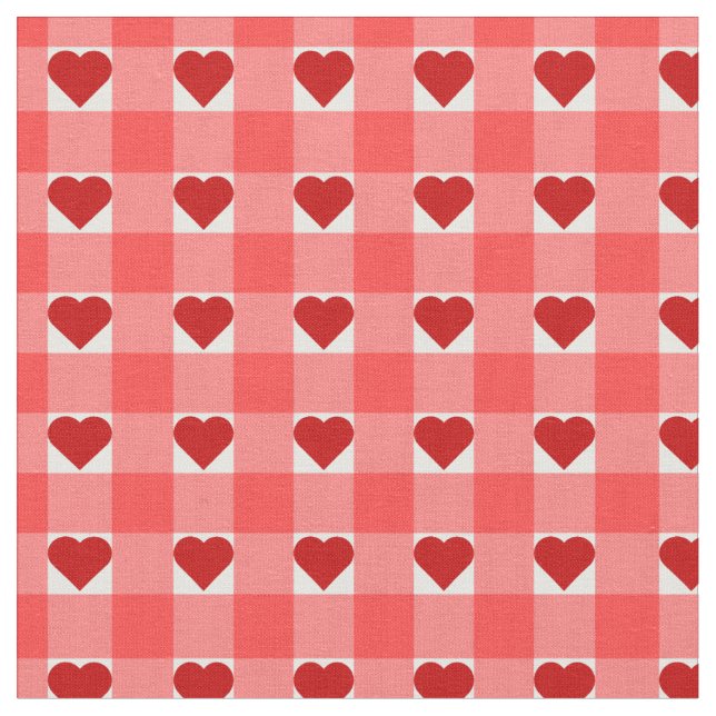 Hearts and Gingham Fabric (Close Up)