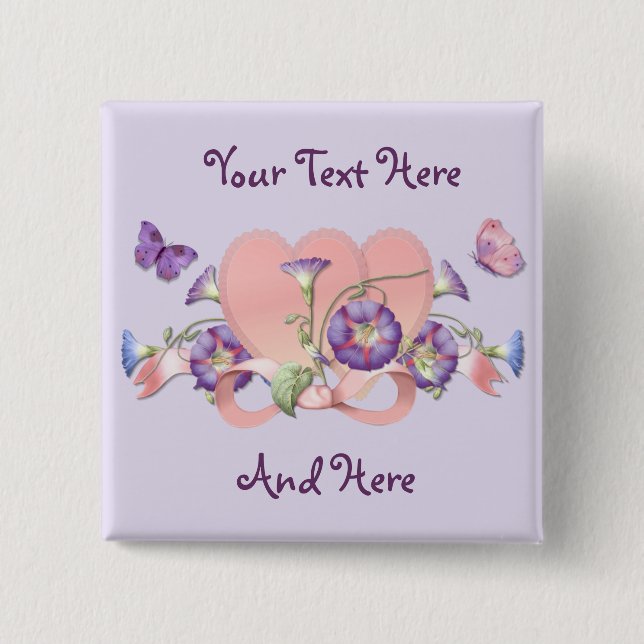Hearts and Glory 2 Inch Square Button (Front)