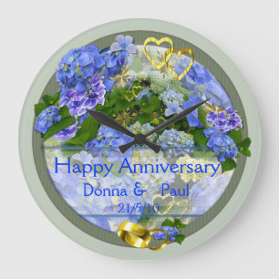 Hearts and Hydrangeas   ~  Anniversary Clock