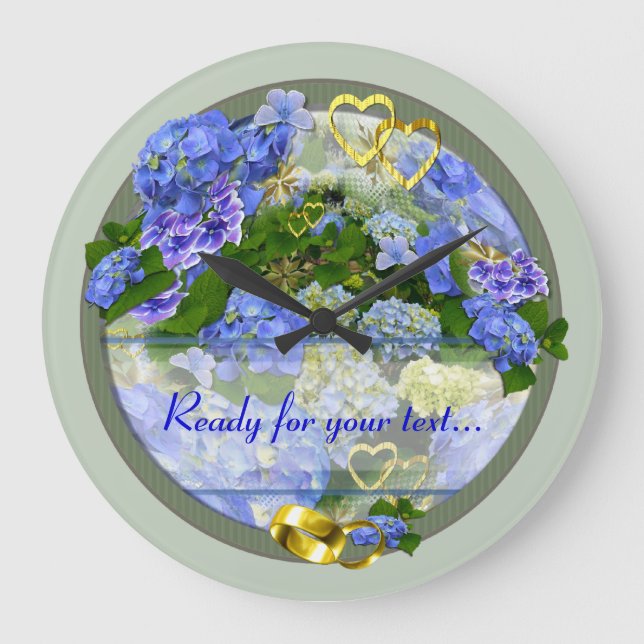 Hearts and Hydrangeas ~ Clock (Front)