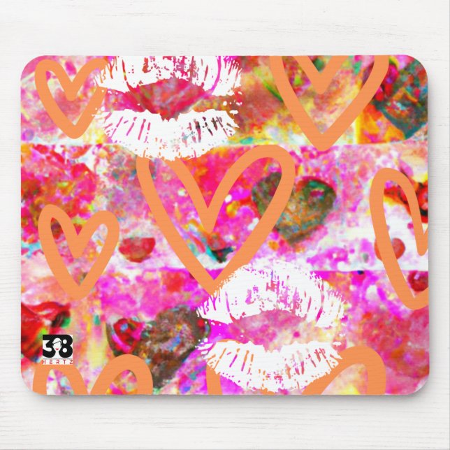 Hearts and Lips Mouse Pad (Front)