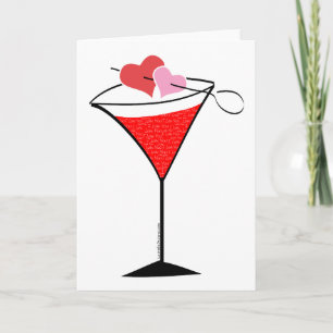 Hearts and Love Martini Holiday Card