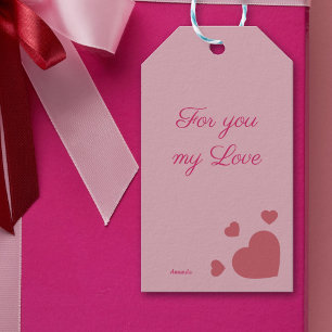 Hearts and love on pink Gift Tag