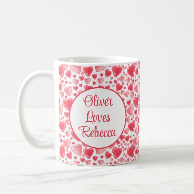 Hearts and Love Personalized Coffee Mug (Left)