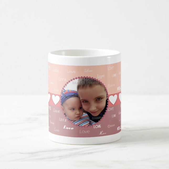 Hearts and Love Personalized Photo Frame Coffe Mug (Center)