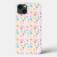 Hearts and Muffins Delightful Watercolor Pattern