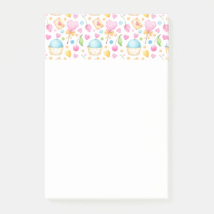 Hearts and Muffins Delightful Watercolor Pattern Post-it Notes