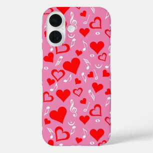 Hearts and Music Notes iPhone 16 Case