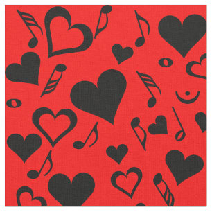 Hearts and Music Notes  Fabric