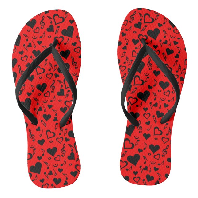 Hearts and Music Notes Flip Flops (Footbed)