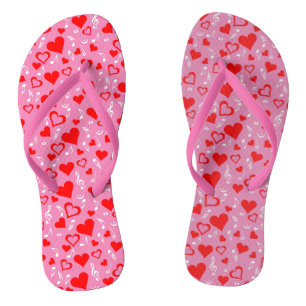 Hearts and Music Notes Flip Flops