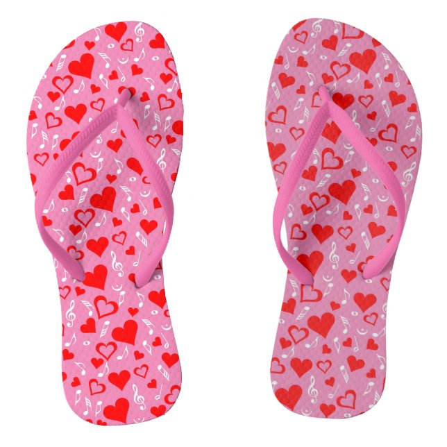 Hearts and Music Notes Flip Flops (Footbed)