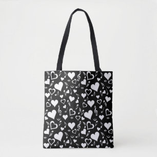 Hearts and Music Notes Tote Bag