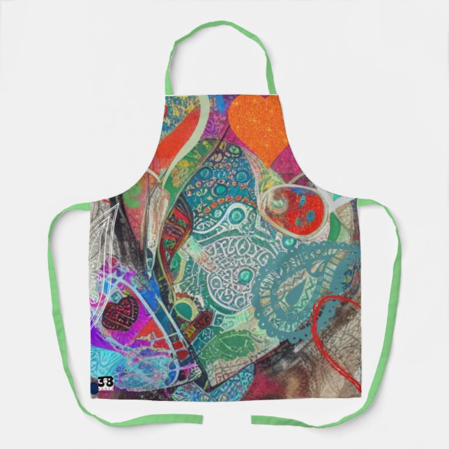 Hearts and Paisley Apron (Front)