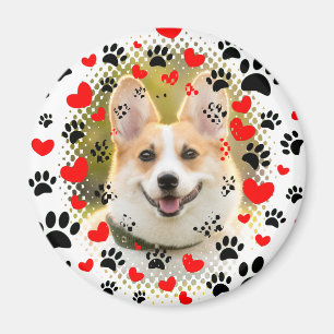 Hearts And Paw Prints Dog Frame Magnet