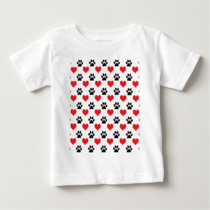 Hearts and paw prints pattern baby T-Shirt