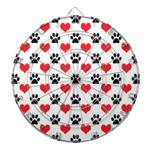 Hearts and paw prints pattern dartboard