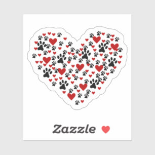 Hearts And Paw Prints Sticker