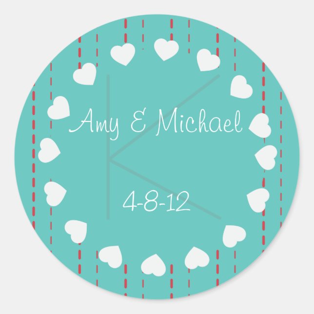 Hearts and Pinstripes Favour Label Sticker (Front)