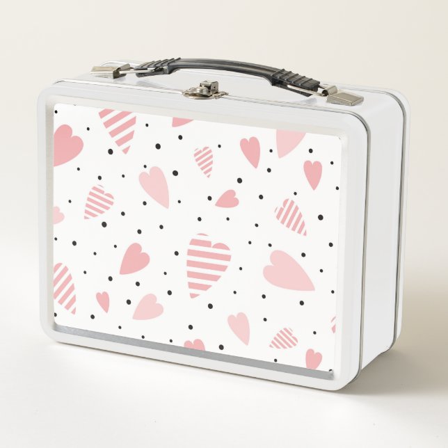 Hearts and Polka Dots Metal Lunch Box (Front)