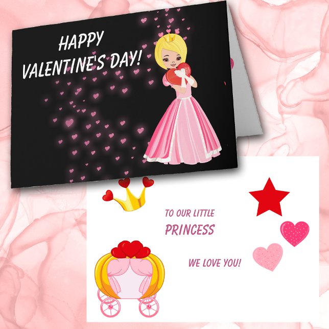 Hearts and Princess Kids Valentine Card (Creator Uploaded)