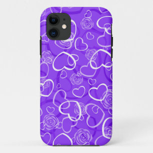 Hearts and Purple Roses iPhone 11 Case
