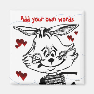 Hearts and Rabbit Personalize Magnet