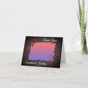 Hearts And Roses Elegant Wedding Photo Thank You Card
