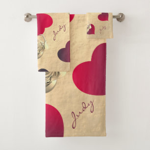 Hearts and Roses Romantic Elegance Towel