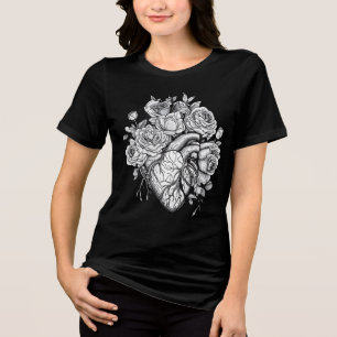 Hearts and Roses Romantic Gothic Oversized Tee