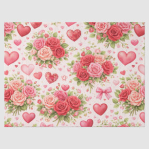 Hearts and Roses Tissue Paper