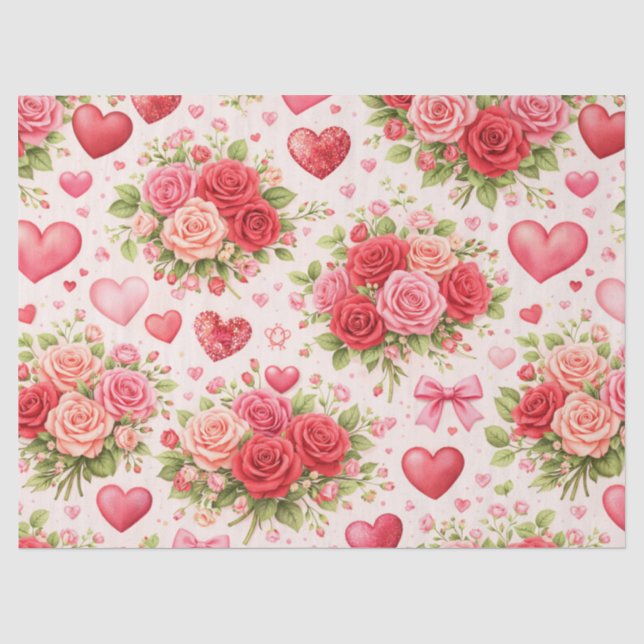 Hearts and Roses  Tissue Paper (Front)