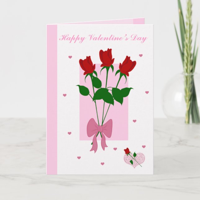 Hearts And Roses Valentine’s Day Card (Front)