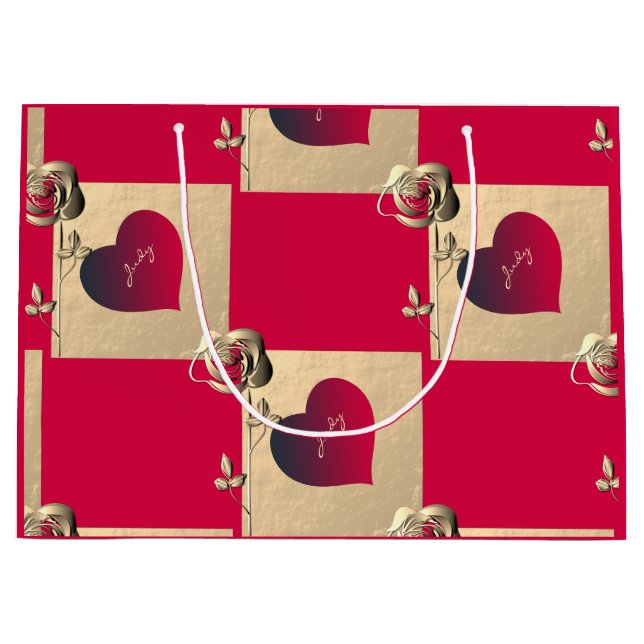 Hearts and Roses Valentines Gift Bag (Front)