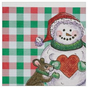 Hearts and Snowman Friends Fabric