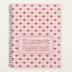 Hearts And Sparkle Pattern Personalized  Planner