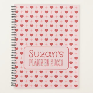 Hearts And Sparkle Pattern Personalized  Planner