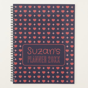 Hearts And Sparkle Pattern Personalized  Planner
