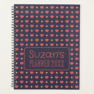 Hearts And Sparkle Pattern Personalized  Planner