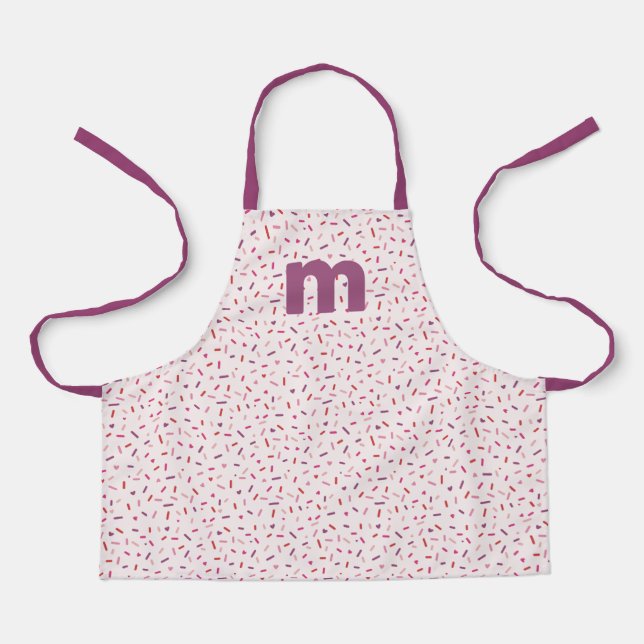 Hearts and sprinkles pink red purple personalized apron (Front)
