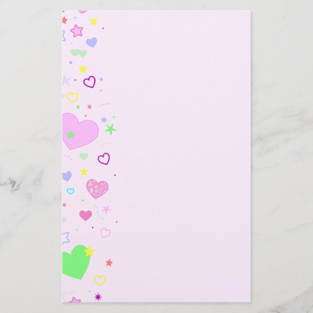 Hearts and Stars Design Stationery (Front)