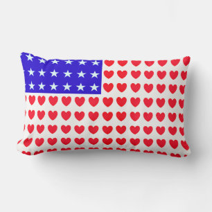 Hearts and Stars Flag Lumbar Pillow