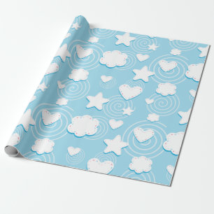 Hearts And Stars Patch 3D Wrapping Paper
