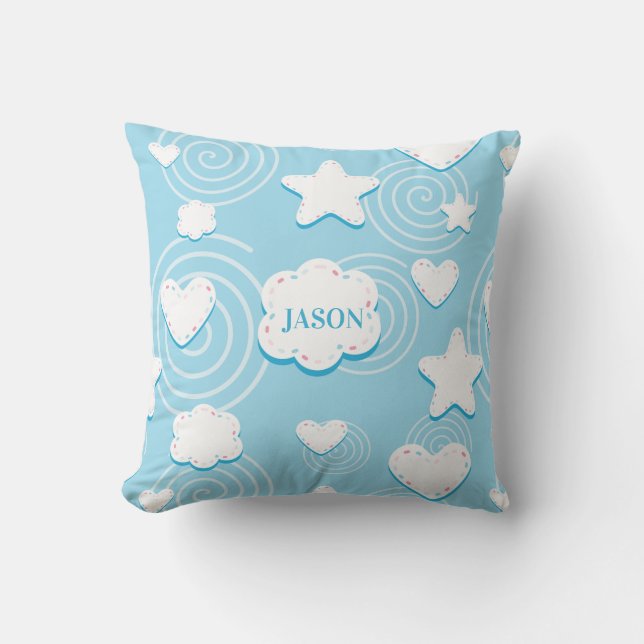 Hearts And Stars Patch Throw Pillow (Front)