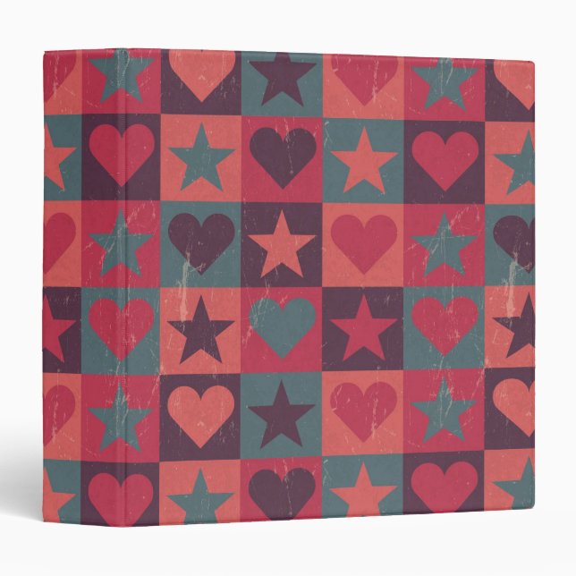 Hearts And Stars Pattern Pink Binder (Front/Spine)