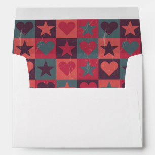 Hearts And Stars Pattern Pink Envelopes