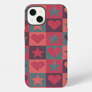 Hearts And Stars Pattern Pink iPhone 13 Case